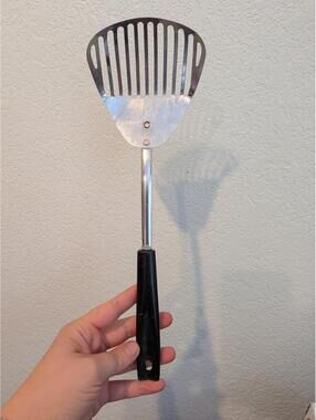 Vintage Ekco Kitchamajig Slotted Spoon Black Plastic Handle KItchen Tool 12"